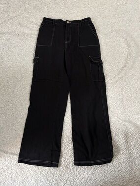 Gianni Bini Black Wide-Leg Cargo Jeans
